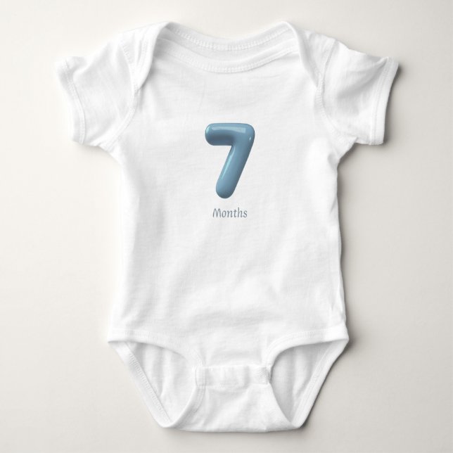 Body Para Bebê Blue 3D Number 7 - 7 Months Baby Bodysuit (Frente)