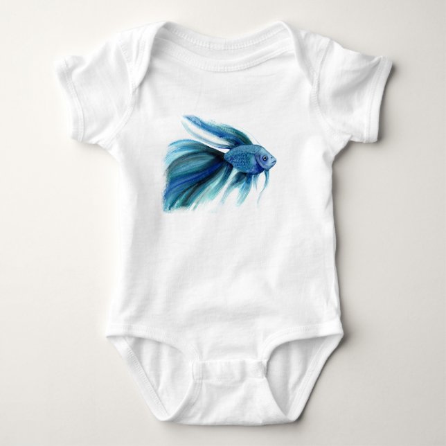 Body Para Bebê Blue Betta Fish (Frente)