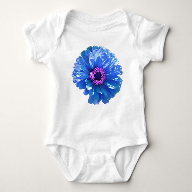 Body Para Bebê Blue Daisy, foto floral azul (Frente)