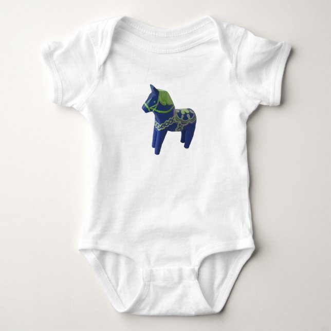Body Para Bebê Blue Dala Horse Criança Creeper (Frente)