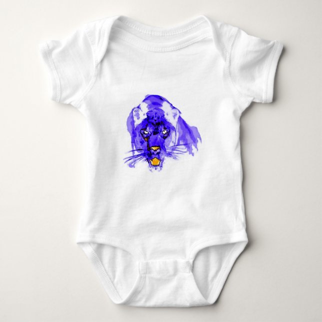Body Para Bebê Blue Digital Pop Art Jaguar (Frente)