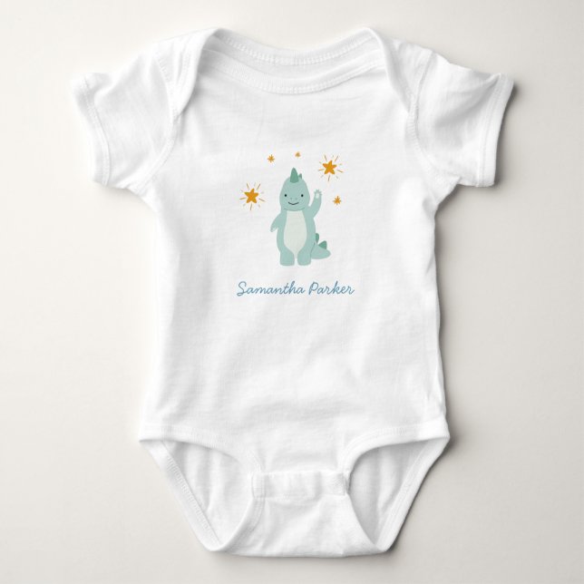 Body Para Bebê Blue Dinossaur Twinkle Star Boy (Frente)