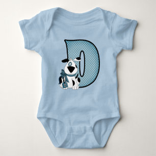 Body Para Bebê Blue Dog and Bolinhas for Boys Letter D
