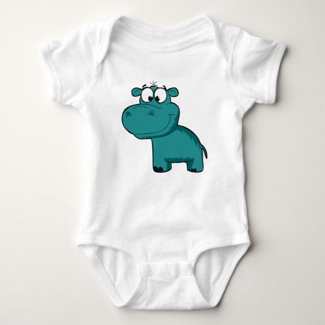 Body Para Bebê Blue Happy Hippo (Frente)
