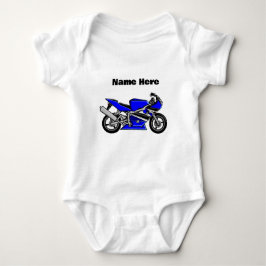 Body Para Bebê Blue Motorbike Personalised White