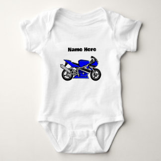 Body Para Bebê Blue Motorbike Personalised White