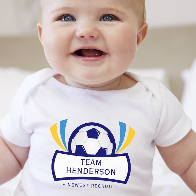 Body Para Bebê Blue Newest Recruit Custom Soccer (Criador carregado)