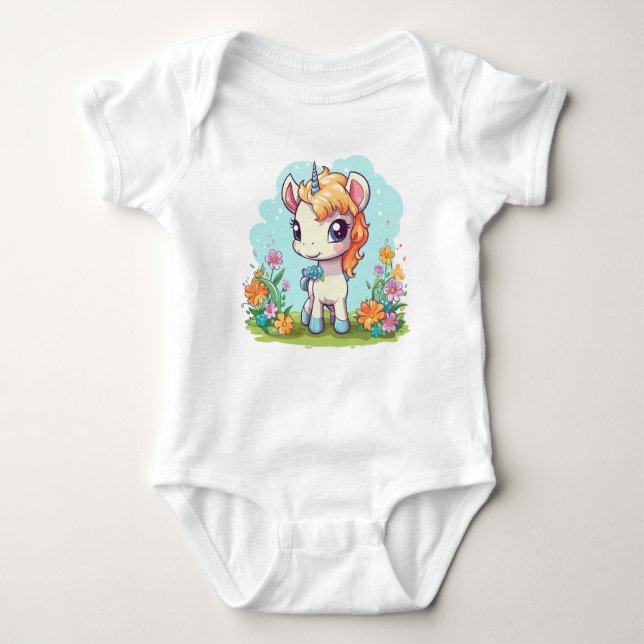 Body Para Bebê Blue Unicorn (Frente)