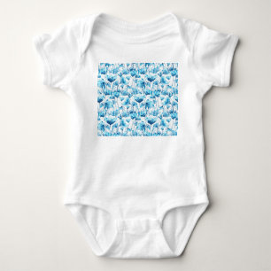 Body Para Bebê Blue Watercolor Daisies