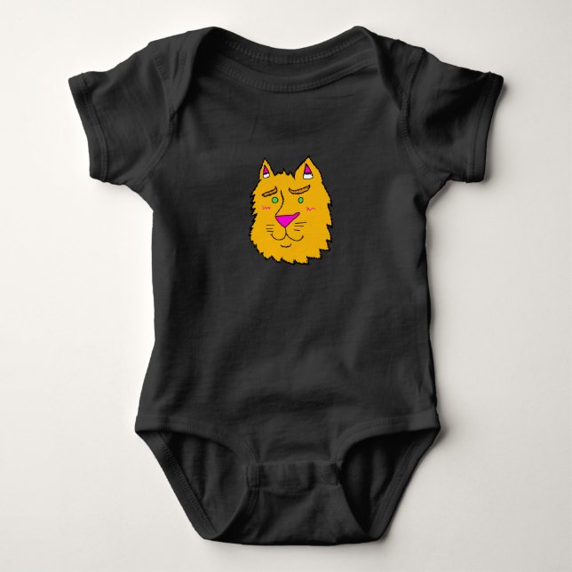 Body Para Bebê Blusa Bebe Rosto de Gato Simples (Frente)