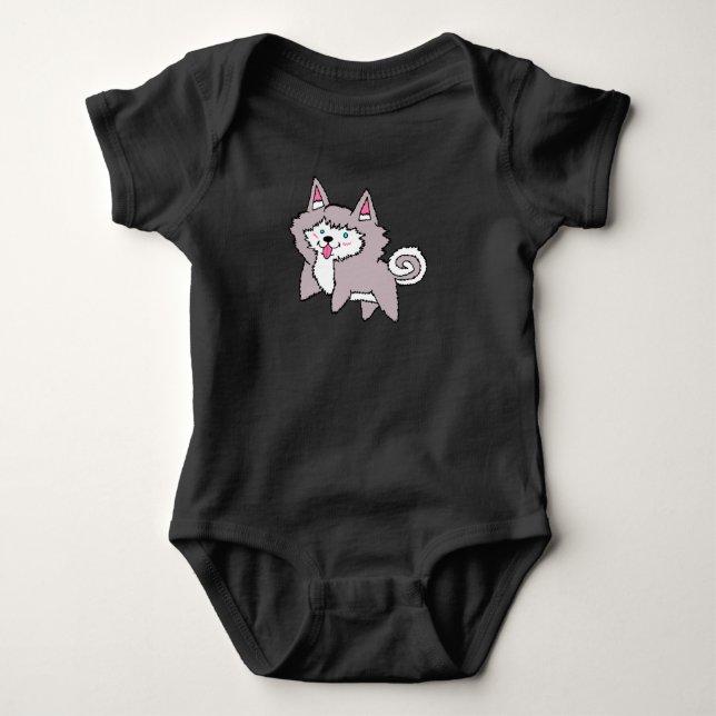 Body Para Bebê Blusa de Bebê Cachorrinho Husky (Frente)