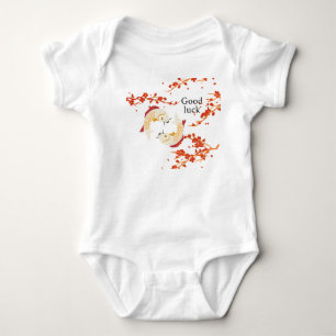 Body Para Bebê Boa Sorte de Peixe Koi com Sakura Japonês Elegan