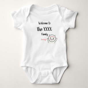 Body Para Bebê Boa vinda personalizada do nome ao gato da famíli