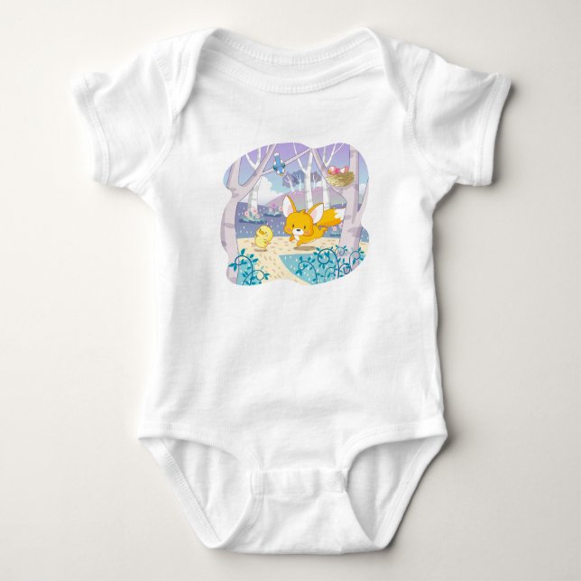 Body Para Bebê Bodies de Jersey para Bebê Animais da Floresta (Frente)