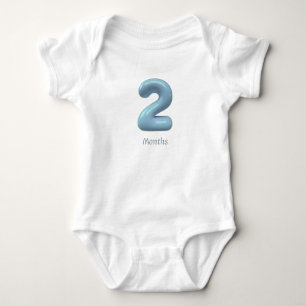 Body Para Bebê Body Azul 3D Número 2 - 2 Meses Bebê