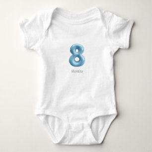 Body Para Bebê Body Azul 3D Número 8 - 8 Meses Bebê