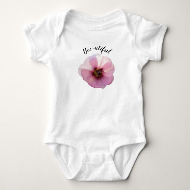 Body Para Bebê Body Bodysuit Bebê Rosa Brilhante 'Bee-lindo' (Frente)