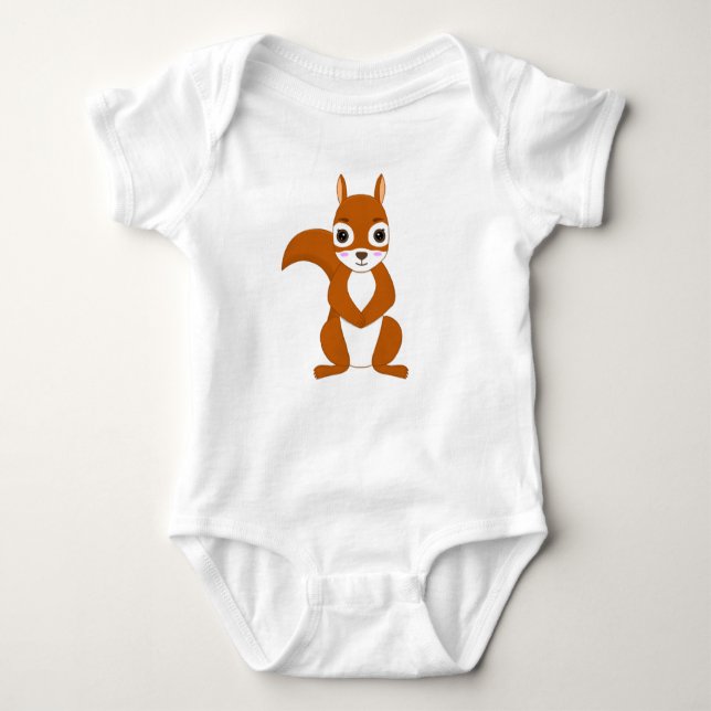 Body Para Bebê Body Bodysuit de Bebê com design Kawaii de Esquilo (Frente)