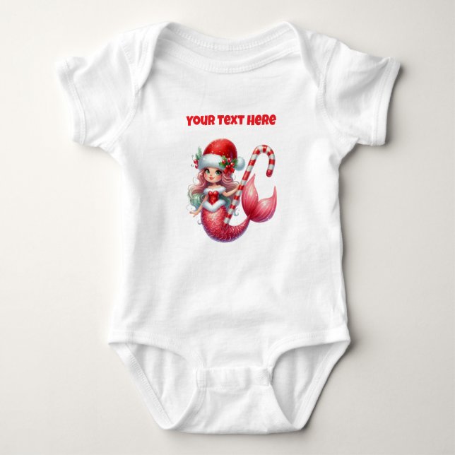 Body Para Bebê Body Bodysuit de Sereia de Natal (Frente)