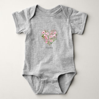 Body Para Bebê Body Bodysuit Floral Coração Rosa Bebê