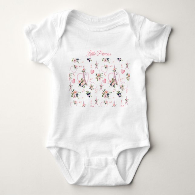 Body Para Bebê Body Bodysuit Floral Rosa Fofo de Bebê (Frente)