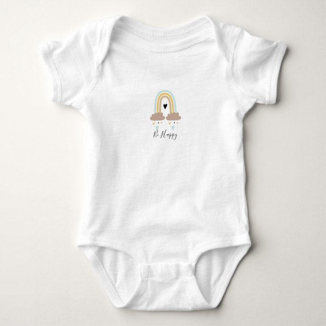 Body Para Bebê Body Bodysuit para Bebê - Bib de Coração e Arco-ír (Frente)