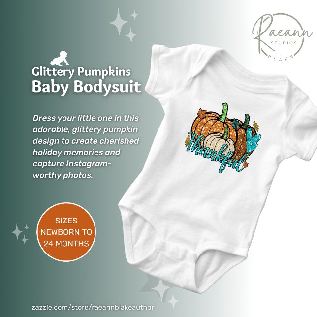 Body Para Bebê Body de Ação de Graças de Bebê com Abóboras Espelh (Criador carregado)