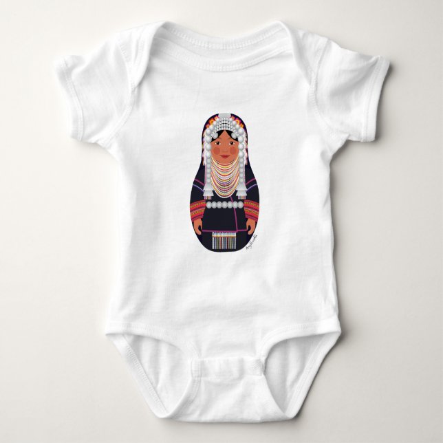 Body Para Bebê Body de Bebê Akha da Tailândia Matryoshka (Frente)