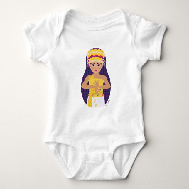 Body Para Bebê Body de Bebê Bailarina Balinesa Matryoshka (Frente)