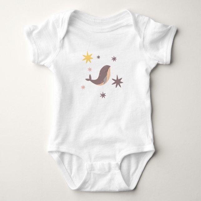 Body Para Bebê Body de Bebê Baleia Pequena com Estrelas (Frente)