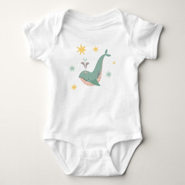 Body Para Bebê Body de Bebê Baleia Pequena com Estrelas (Frente)