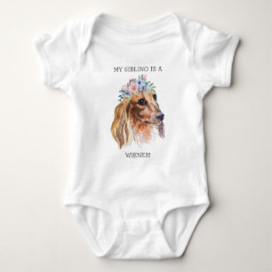 Body Para Bebê Body de Bebê Citação Divertida Aquarela Dachshund