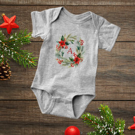 Body Para Bebê Body de bebê com desenho de coroa de Natal alegre
