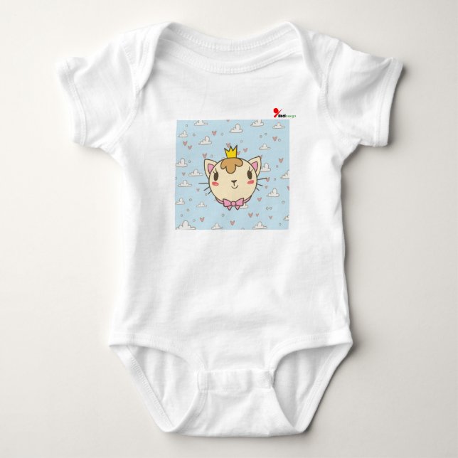 Body Para Bebê Body de Bebê com Design de Gato Fofo  (Frente)