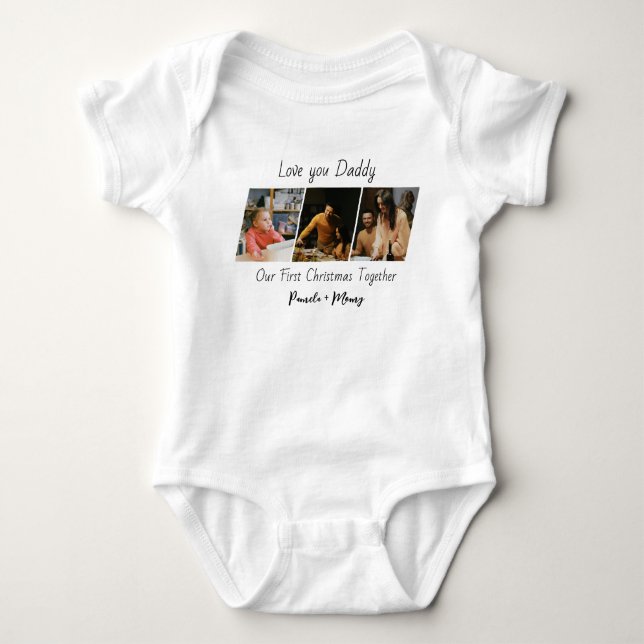 Body Para Bebê Body de Bebê com Foto de Natal Personalizado  (Frente)