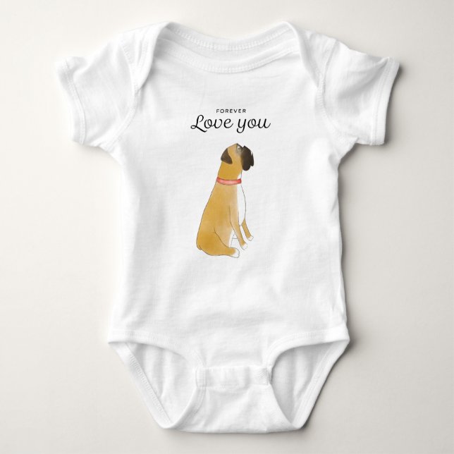 Body Para Bebê "Body de bebê com ilustração de cão Boxer, Present (Frente)