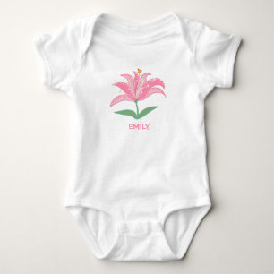 Body Para Bebê Body de bebê com nome personalizado e flor de líri