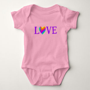Body Para Bebê Body de Bebê Coração Arco-íris de AMOR