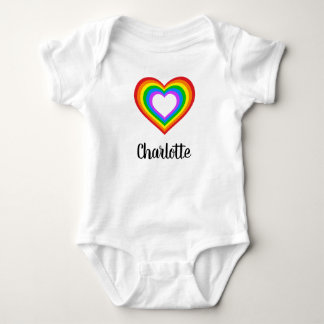 Body Para Bebê Body de Bebê Coração Arco-Íris Personalizado