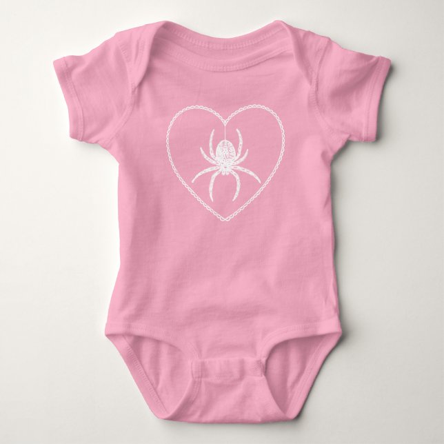 Body Para Bebê Body de Bebê Coração de Aranha Rosa (Frente)