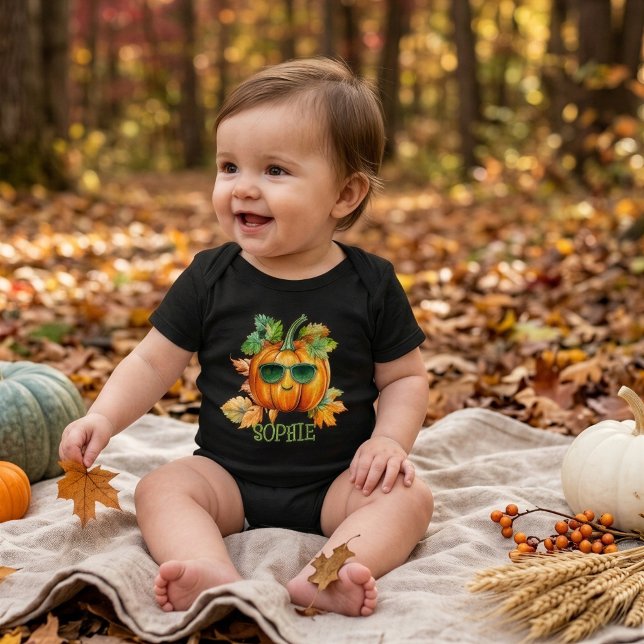 Body Para Bebê Body de Bebê de Abóbora de Halloween Personalizado (Criador carregado)