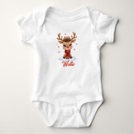 Body Para Bebê Body de Bebê de Natal com Rena Personalizada Nome