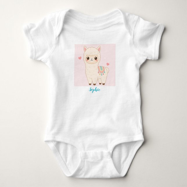 Body Para Bebê Body de Bebê e Criança de Alpaca Fofa (Frente)