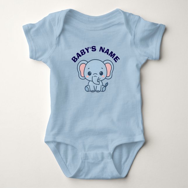 Body Para Bebê Body de Bebê Elefante Fofo Personalizado (Frente)