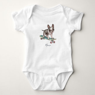 Body Para Bebê Body de Bebê em Aquarela Boston Terrier