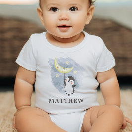 Body Para Bebê Body de Bebê em Aquarela Pinguim Lua