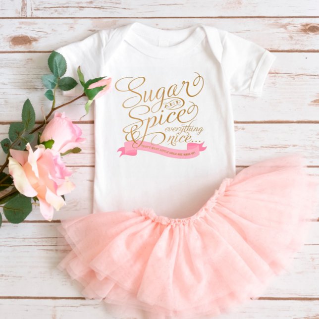 Body Para Bebê Body de Bebê em Rosa e Dourado com Letra Açúcar e  (Criador carregado)