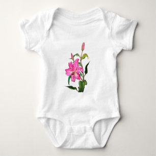 Body Para Bebê Body de Bebê Flor de Lírio Pintada de Rosa