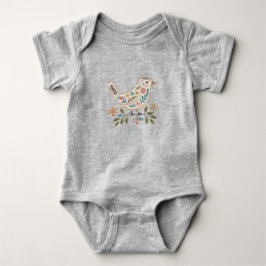 Body Para Bebê Body de Bebê Floral Colorido Pequeno Pássaro