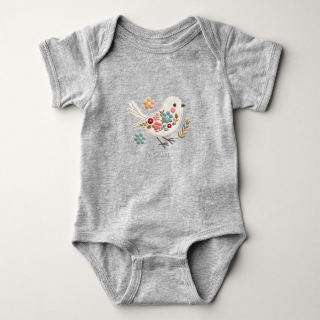 Body Para Bebê Body de Bebê Floral Little White Bird (Frente)